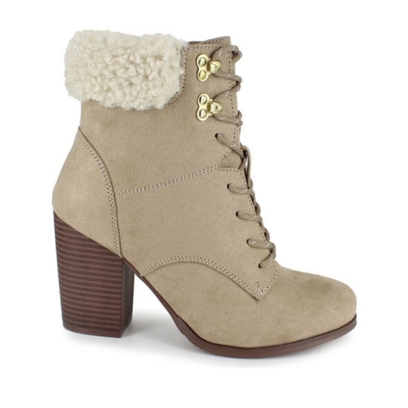 XOXO Maddie-2 Stone Boot Zip Up Closure Lace Front, Heel and Round Toe  6.5 - Picture 5 of 12